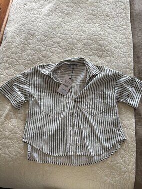 NWT Zara Linen Blend Collared Shirt